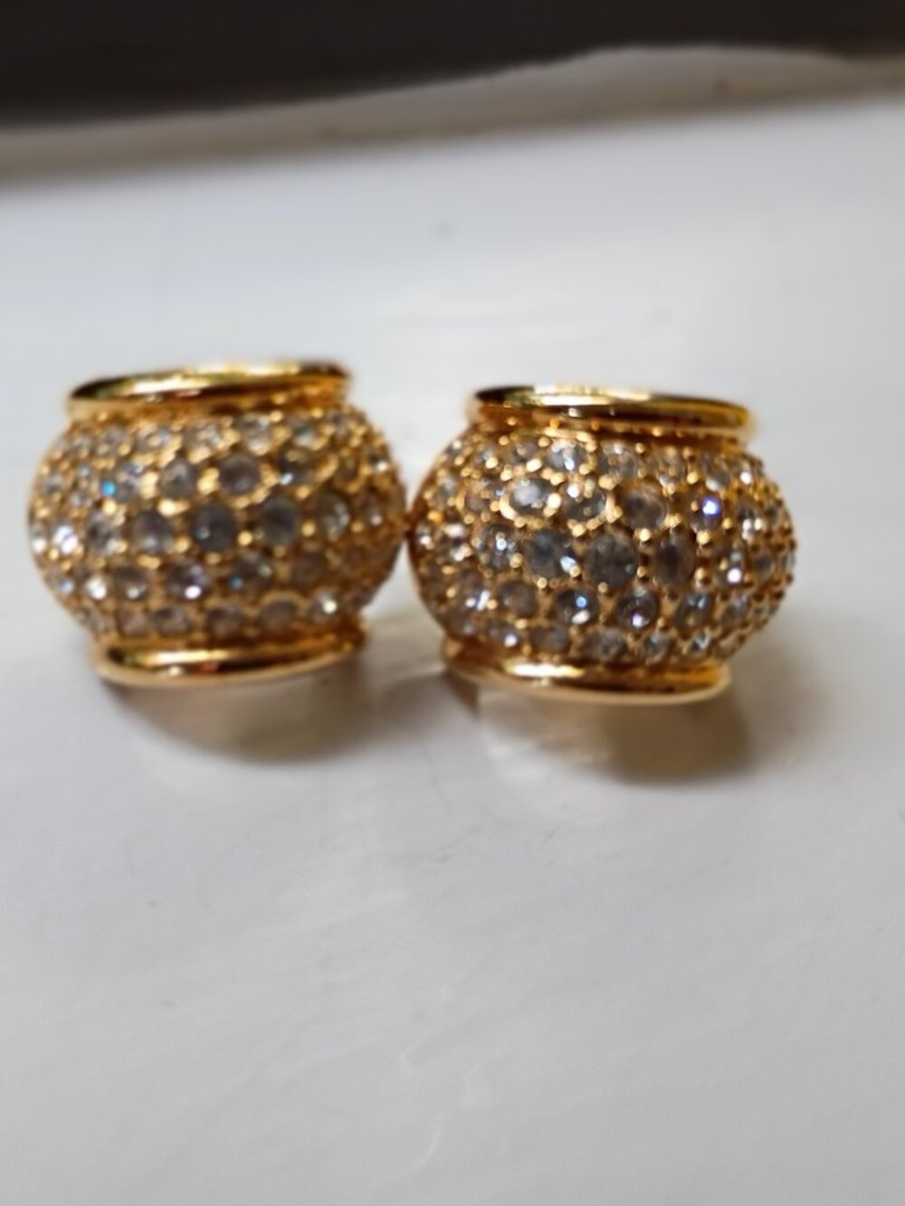 Swarovski vintage clear pave crystal gold stud post earrings